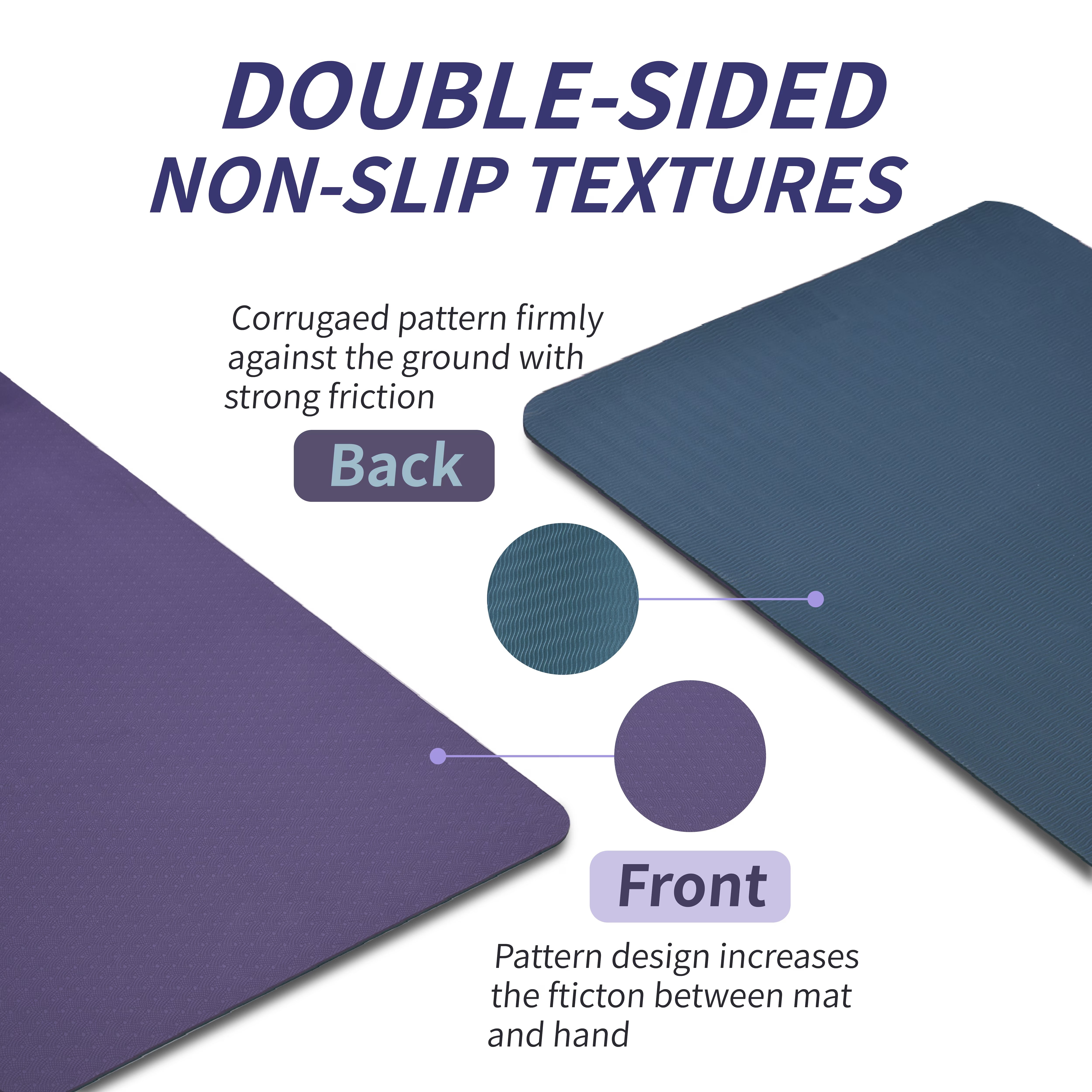 Avobird Yoga Mat, Non-Slip Design, Professional TPE Exericise Mat,72" x 24" 5mm Thick, Multi-Purpose Workout Mat for Women, Pilates Fitness and Floor Exercises(Gray+Purple)