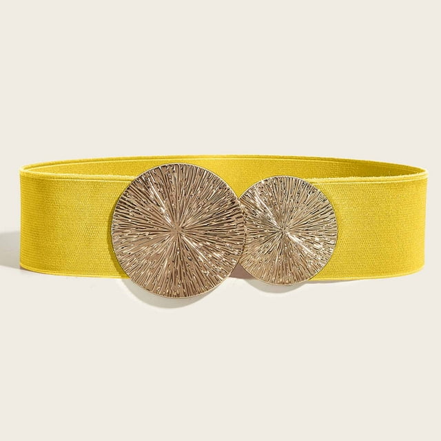 Cinturones de aleación para mujer, de moda, informales, de color sólido, con hebilla de metal y alta elasticidad.