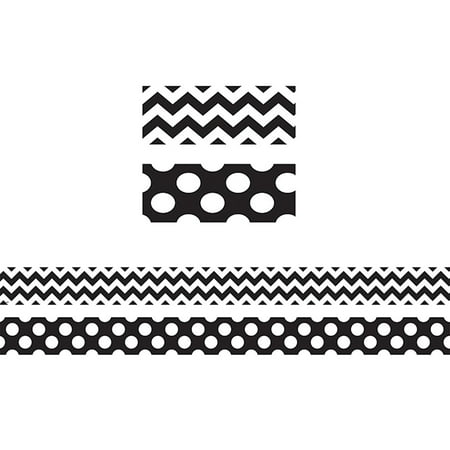 UPC: 0712246031747 | Teacher Created Resources 3 x 36 Inch Double Sided Border  12 Count – Black/White Zig Zag