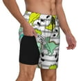 thumbnail image 2 of Zufioo Funny Dinosaurs on Stripes Mens Swimsuit Trunks with Compression Liner,Quick Dry Sports suit,Beach Board Shorts with Pockets,Bathing Suits-Large, 2 of 6