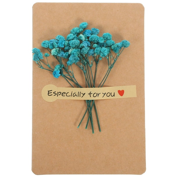 Tarjetas de felicitación plegables con diseño de estrellas 3D, flores secas, hechas a mano, para bodas, eventos, cumpleaños, Navidad, manualidades de papel (Estrella azul)