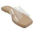 thumbnail image 4 of Soda Shoes Women Slip-On Cushioned Sandals H-Band Flat Flip-Flops Slides Square Toe KNIT-S Clear / See-Through 8, 4 of 5