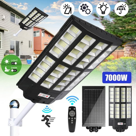 MUCH 7000W Solar Street Light Outdoor LED Lighting 220°Wide Angle Dusk to Dawn Motion Sensor Solar Street Lights