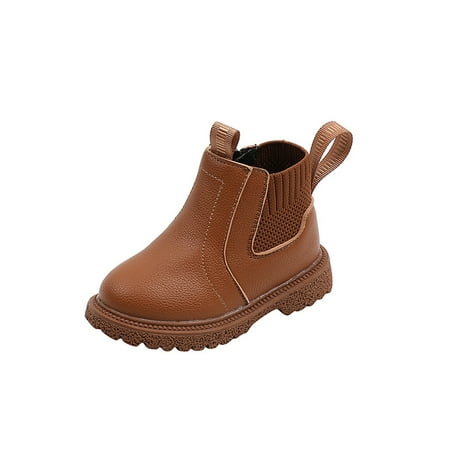 

Rotosw Girls Chelsea Booties Chunky Heel Short Bootie Side Zip Ankle Boots Toddler Elastic Boot Boys Breathable Round Toe Brown 11.5c