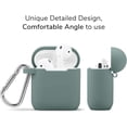 thumbnail image 4 of AirPods Case [Front LED Visible], Silicone Protective Shockproof Earbuds Case Cover Skin with Keychain kit Set GMYLE Compatible for Apple AirPods 1 & 2 (Dark Green), 4 of 6