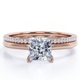 thumbnail image 1 of JeenMata Anillo de Boda de 1,50 Quilates con Corte Princesa, Engaste en Garras y Detalles Pavé en Baño de Oro Rosa de 18 K sobre Plata (Personaliza la Banda de Tu Anillo de Bodas), 1 of 6