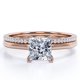 thumbnail image 1 of JeenMata Anillo de Boda de 1,50 Quilates con Corte Princesa, Engaste en Garras y Detalles Pavé en Baño de Oro Rosa de 18 K sobre Plata (Personaliza la Banda de Tu Anillo de Bodas), 1 of 6