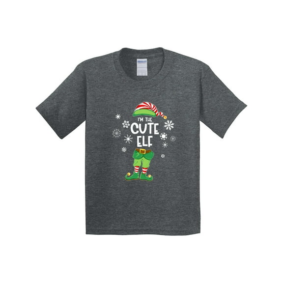 Inktastic Funny Christmas I'm the Cute Elf with Shoes and Hat Youth T-Shirt