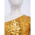 thumbnail image 6 of TSSOE Kids Girls One Shoulder Long Sleeve Sequins Jazz Hip Hop Ballet Dance Crop Top Athletic Shirts For Performance Gold 10, 6 of 7