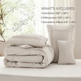 thumbnail image 5 of Full Comforter Set - 4 Pieces Grid Pleat Bed Set, Beige Boho Bedding for All Season, 1 Soft Comforter, 2 Pillowcases, 1 Decorative Pillow, 5 of 7