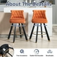 thumbnail image 4 of MOONMISS Velvet Upholstered 360°Swivel Tufted Back Pull Loop Detachable Design Rivet Wooden Bar Stool(set of 2)-Orange, 4 of 7