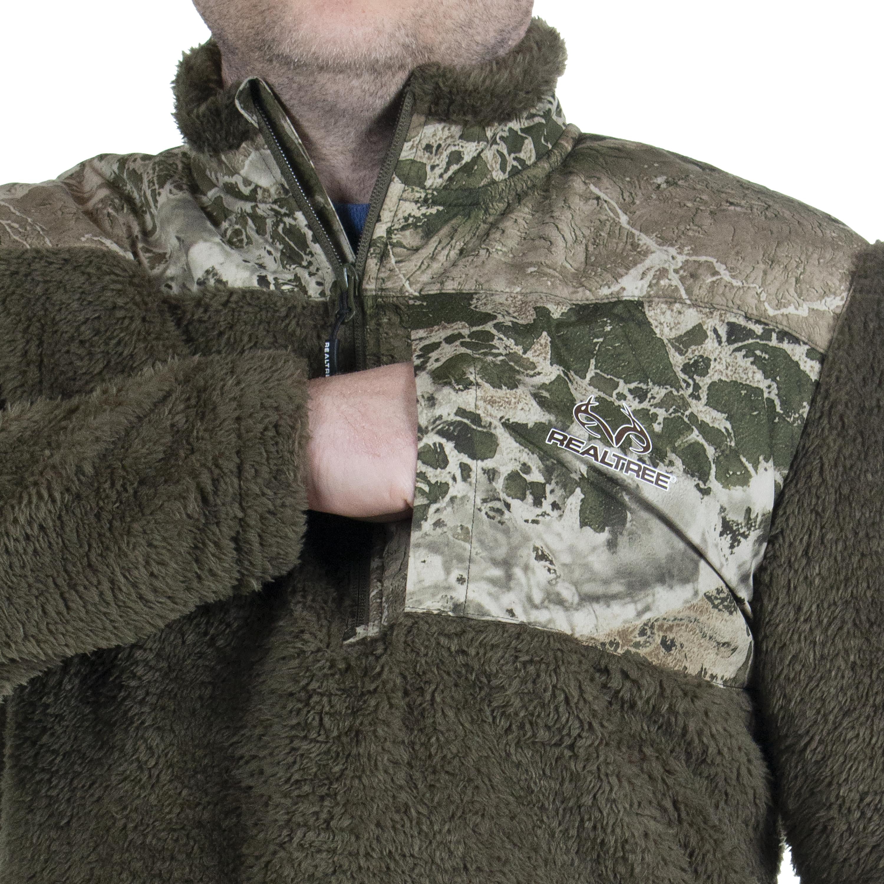 Realtree Men's Sherpa 1/4 Zip Pullover, Realtree Wav3X, Size Small