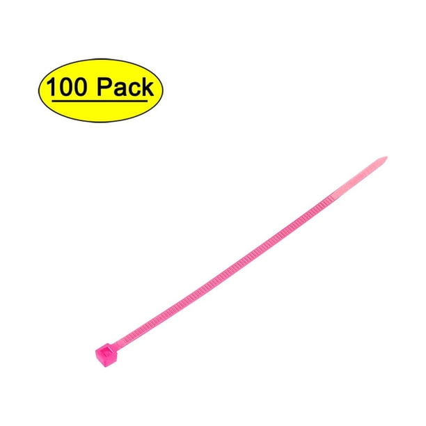 Bridas de cable Uxcell Bridas de cable ajustables Envolturas de bridas de nylon autolock 3.94" x 0.1" Rosa 100pcs