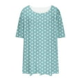 thumbnail image 6 of HOMBOM Plus Size Women Blouses Dressy Light Blue Casual Short Sleeve Polka Dot Crew Neck Pleated Blouse 2XL, 6 of 6