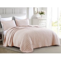 Chezmoi Collection Iris 2-Piece Pom Poms Quilt Set, Channel Quilted Pre-Washed Bedspread Coverlet