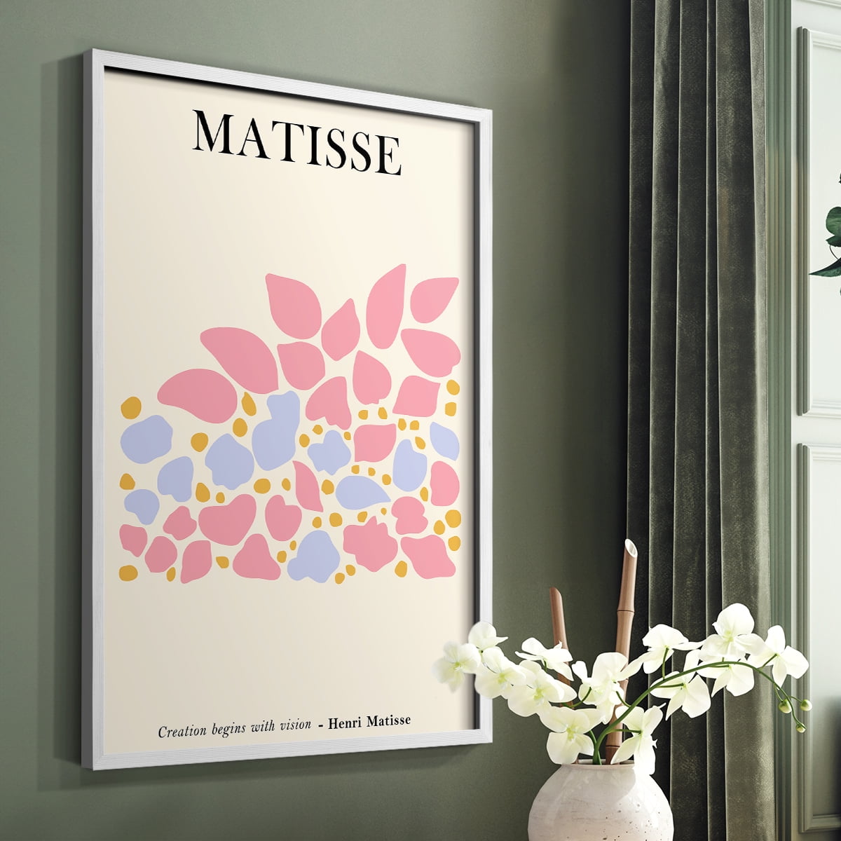 Matisse CDLXXXII in White Solid Wood Framed Print No Nail Hanging