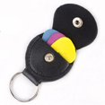 thumbnail image 1 of Llavero plegable de cuero sintético para púa de guitarra, bolsa con soporte para púa, color negro, 1 of 5