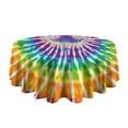 thumbnail image 5 of Colorful Rainbow Tie Dye Spiral Pattern Round Tablecloth 60"x60",Wrinkle Wipeable Table Cloth for Kitchen Dining Room Picnic Patio Party, 5 of 6
