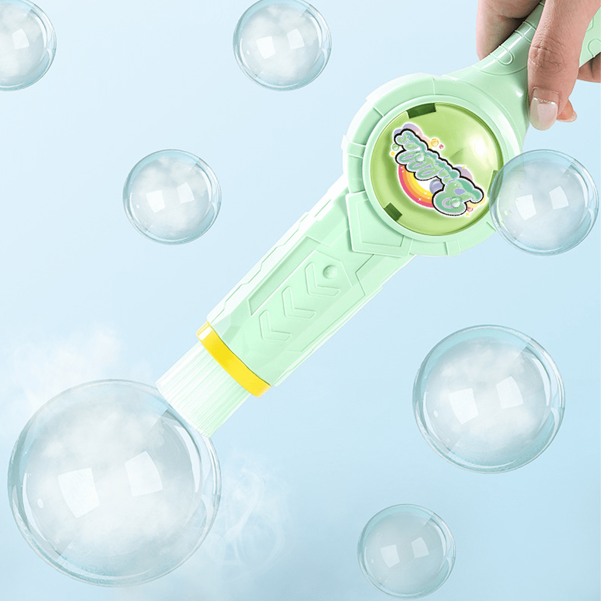 Smoke bubble machine, magic smoke bubble stick with gloves, bouncy bubble stick, colorful smoke bubble machine