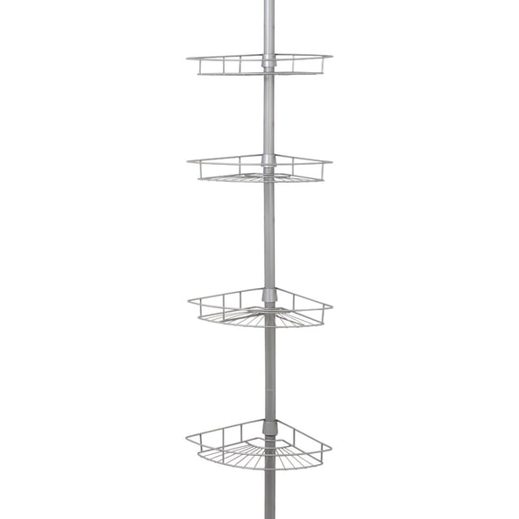 Zenna Home 2156NN Tension Pole Shower Caddy, Nickel