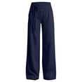 thumbnail image 3 of Shadoumai Linen Wide Leg Pants Lightweight Drawstring Elastic Waist Loose Summer Beach Vacation Pockets Girls 4-13 Years, 3 of 7
