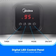 Midea 2-In-1 Heater and Fan, 4 Speed, 1,500 Watts, Digital, Adjustable Tilt, Portable, Black