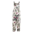 thumbnail image 4 of Komoo Women Plus Sizes Jumpsuit, Leaf Floral Print Square Neck Sleeveless Casual Overalls with Pockets for Girls (3 Colors), 4 of 8