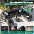 thumbnail image 6 of Clouddwell 11 Piece Patio Furniture Set Wicker Rattan Patio Conversation Set Outdoor Sectional Sofa Set with Coffee Table and Black Cushions(Waterproof Cover Included), 6 of 6