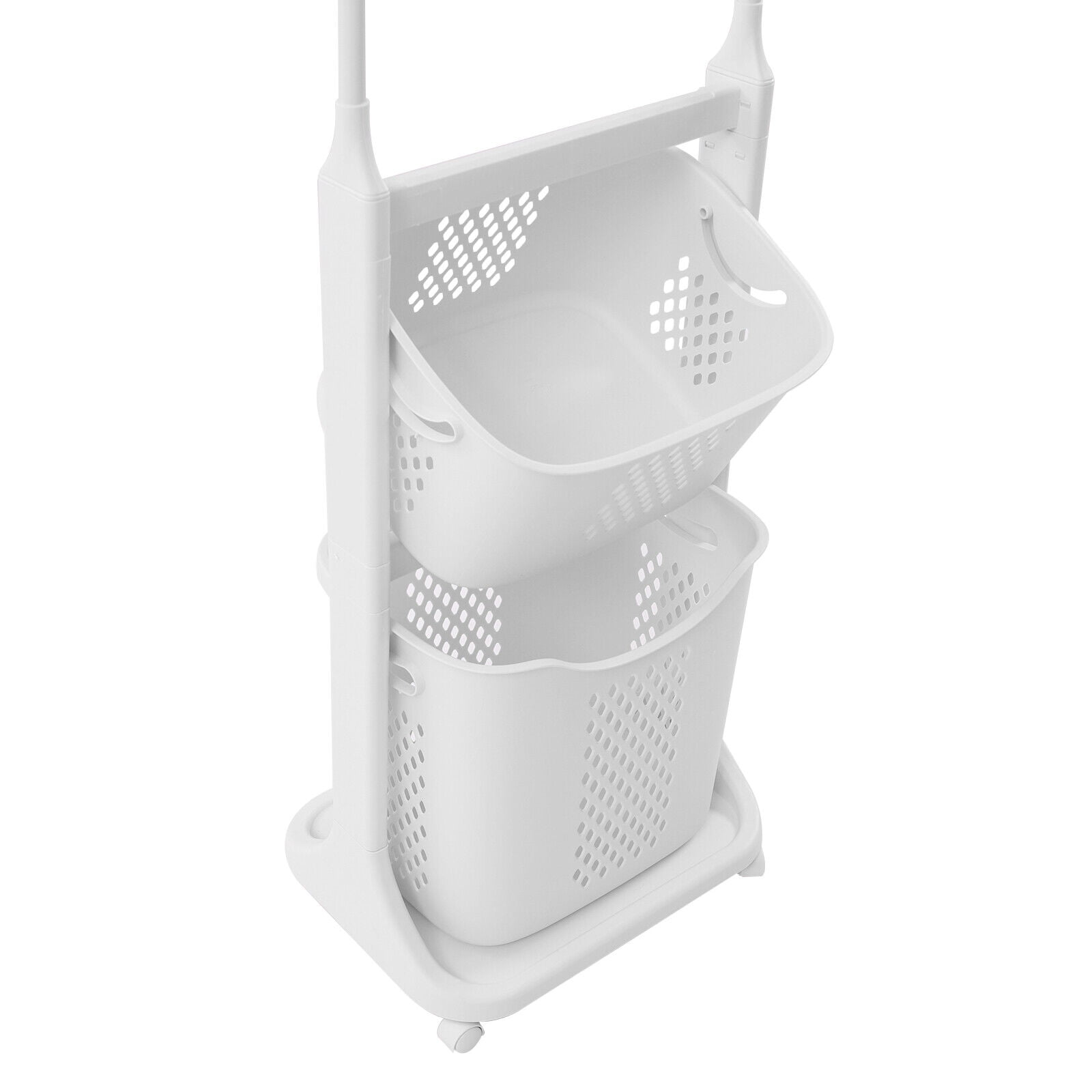 White Laundry Hamper Basket Sorter Wash Clothes Storage Organizer Rolling Rack Shelf Dirty Clothes Laundry Basket 17.3*13*68.5in