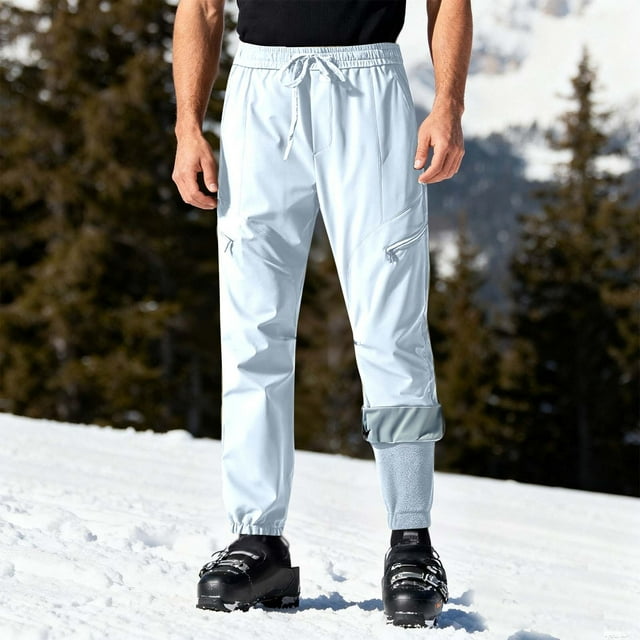Pantalon de Ski Unisexe Décontracté Patchwork Solide avec Fermeture Éclair et Multiples Poches