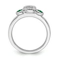 thumbnail image 2 of 925 Sterling Silver Stackable Expressions Dbl Round Cr. Emerald & Dia. Ring Size: 5; for Adults and Teens; for Women and Men, 2 of 5