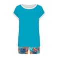 thumbnail image 5 of gbyLJF Shorts Set for Women Summer Two Piece Short Sleeve Sweatsuit Crewneck Tops Matching Drawstring Shorts Sets, 5 of 6