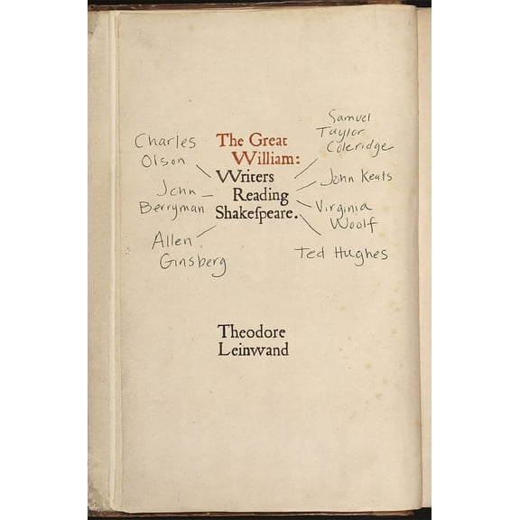 The Great William: Writers Reading Shakespeare, (Paperback)