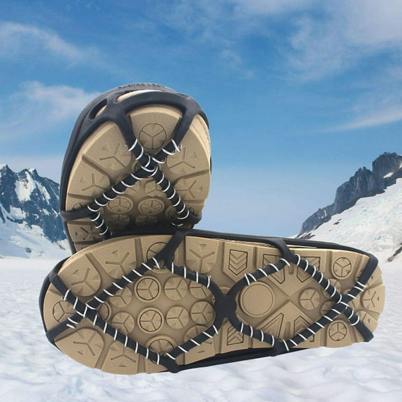 WHAMVOX 1 Pair Outdoor Ice Snow Route Camping Shoe Cover Non-slip Crampons Walk Traction Cleats Ice Crampon (Black)