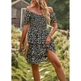 thumbnail image 3 of SYKT Women's Dresses Casual Summer Print Ruffle A Line Short Sleeve Mini Floral Dress for Women, 3 of 9