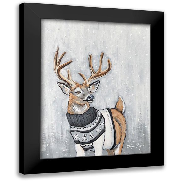 Baker, Sara 12x14 Black Modern Framed Museum Art Print Titled - Stag in Sweater