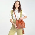 thumbnail image 3 of White Ladies Shoulder Bag Tassel Bucket Bag Satchel, 3 of 3