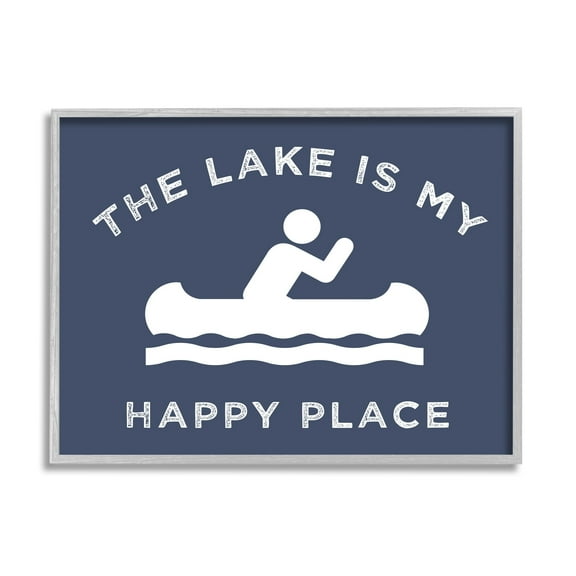 Daphne Polselli Lake's My Happy Place Row Boat Paddler 20 in x 16 in Framed Painting Art Print, by Stupell Home Décor