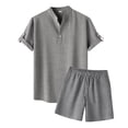 thumbnail image 1 of SHIXIAOO Men's Summer Suits Casual Loose Fit Shorts Button Drawstring Outfit Comfortable Breathable Daily Wear Non Stretch Lightweight Men Vest and Pants Set Suits Man Formal Mens Suit Lapels for Men, 1 of 8