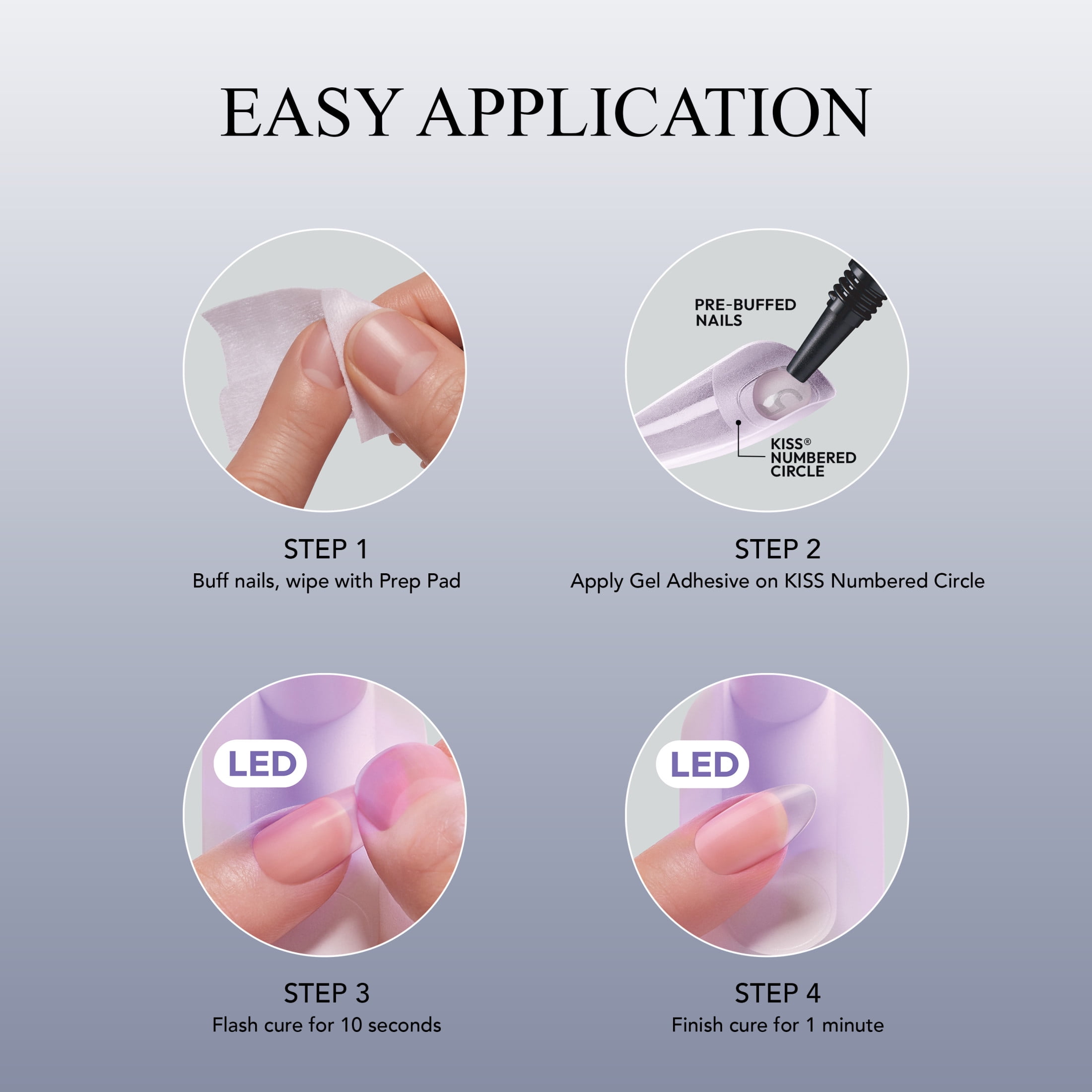 Salon X-tend LED Soft Gel System Clear Nails Starter Kit, Medium Almond, 64 Count