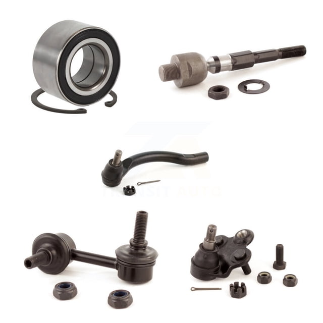 Transit Auto Front Left (Driver Side) Wheel Bearing Suspension Lower Ball Joint Outer Inner Tie Rod End and Sway Bar Stabilizer Link Kit (5Pc) for Car 2006-2011 Honda Civic Acura CSX K7T-103108