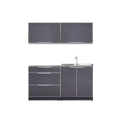 NewAge Products Outdoor Kitchen Aluminum 4 Piece Cabinet Set with Sink, 3-Drawer and Wall Cabinets