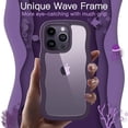 thumbnail image 3 of JETech Cute Case for iPhone 14 Pro 6.1-Inch, Wave Frame Curly Shape Shockproof Phone Cover for Women and Girls, Clear Hard PC Back (Deep Purple), 3 of 7