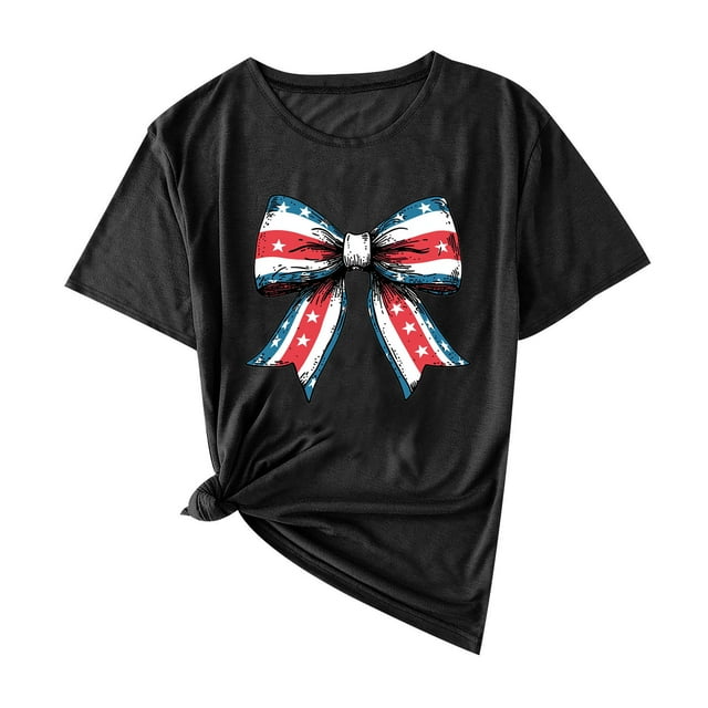Camisas de Manga Corta para las Mujeres Moda Casual Impresión Cuello Redondo Suéter Tee Blusas