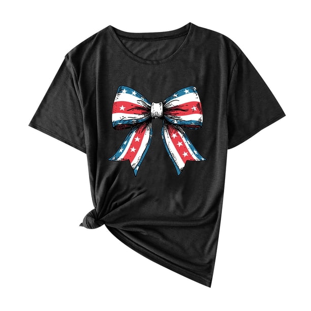 Camisas de Manga Corta para las Mujeres Moda Casual Impresión Cuello Redondo Suéter Tee Blusas