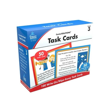 Carson-Dellosa CenterSOLUTIONS® Task Cards, Grade 3, Box Of 100 Cards