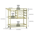 thumbnail image 3 of BENOSS 3-Tier Home Bar Cart with Wine Rack and Glass Cup Storage, Mobile Serving Wine Cart on Wheels, Modern Rolling Drink Trolley for Coffee Tea Wine, Beverage Bar Table for Home Kitchen Party, Black, 3 of 5