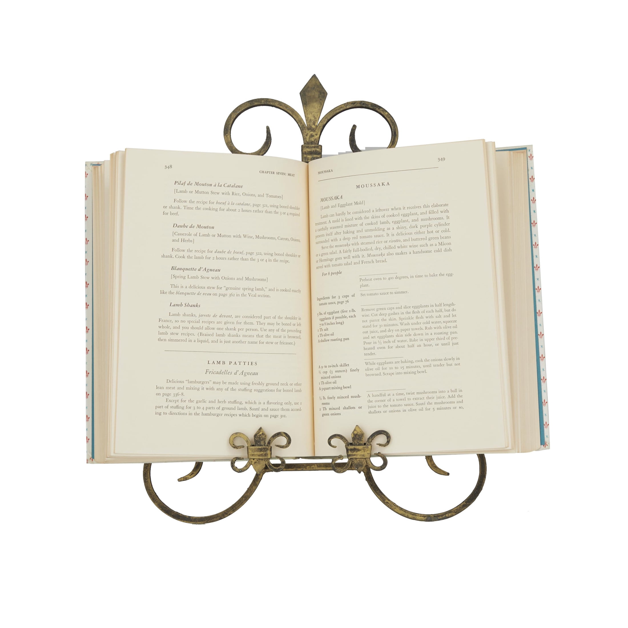 DecMode 11" x 14" Brass Metal Tabletop Arched Fleur De Lis Easel with Scroll Details, 1-Piece