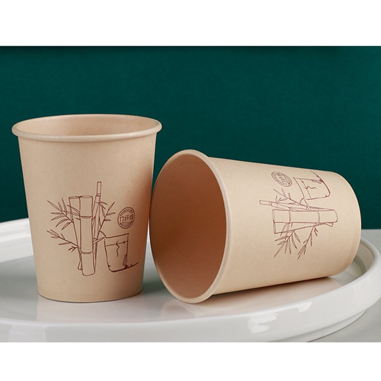 50 Pcs Bamboo Fiber Office Disposable Cups Coffee Cup Thick Milk Tea Cups 