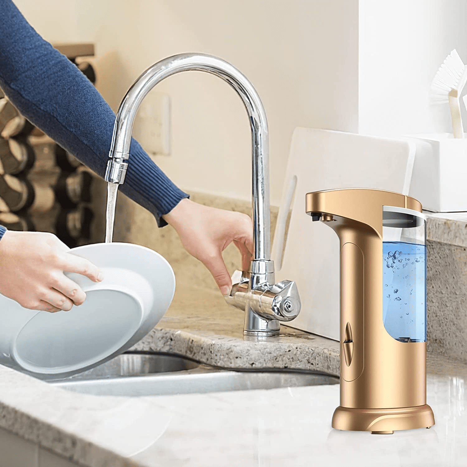 Soap Dispenser, AMIR Hand Soap Dispenser Waterproof Liquid Soap Dispenser Automatic Soap Dispenser for Kitchen Bathroom Toilet